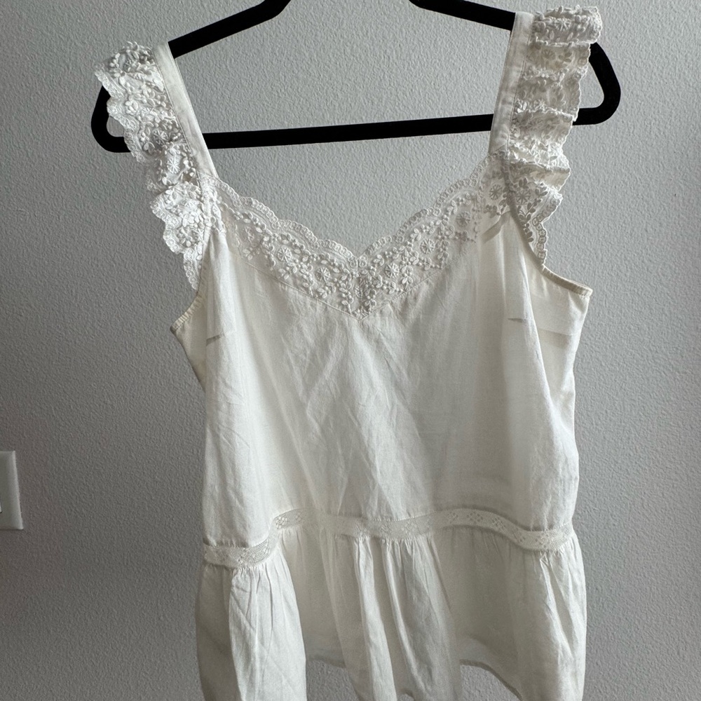 White Lace Trim Tank Top